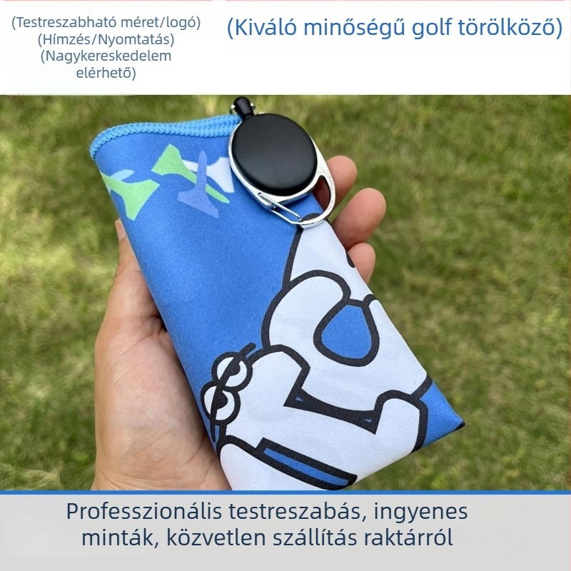 Golf törölköző digitálisan színes nyomtatott logóval és mintával; testreszabás elérhető