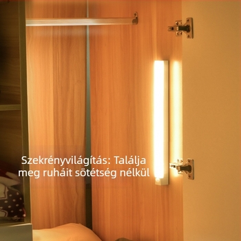 Intelligens vezeték nélküli töltésű éjjeli fény mozgásérzékelővel, otthoni használatra, vezetékek nélkül, LED-szalag a folyosókhoz és a ruhásszekrényhez