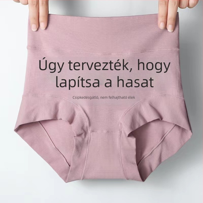 Női magas derekú pamut alsónemű, haskontrollal és faremeléssel, antibakteriális, plusz méret