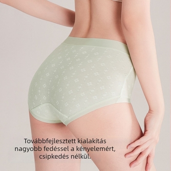 Jacquard mintás, lélegző pamut női alsónemű, magas elasztikusság, meghosszabbított ágyék, középmagas derék, egyszínű