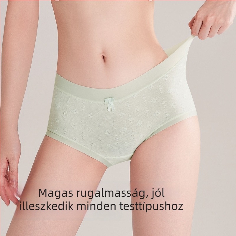 Jacquard mintás, lélegző pamut női alsónemű, magas elasztikusság, meghosszabbított ágyék, középmagas derék, egyszínű