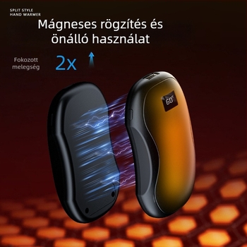 Mágneses leválasztható kétfunkciós kézmelegítő mini digitális kijelzővel, USB töltéssel, beépített 4000–6000 mAh Akkumulátor