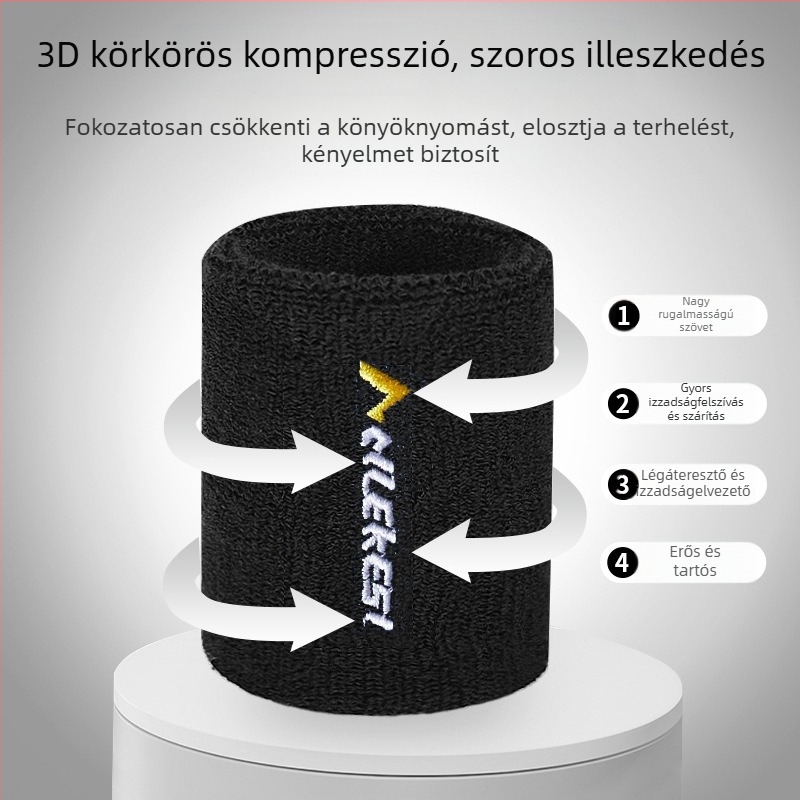 Izzadságot felszívó sportcsuklópánt és csuklóvédő kosárlabdához és más sportokhoz; univerzális méret; logóval testreszabható