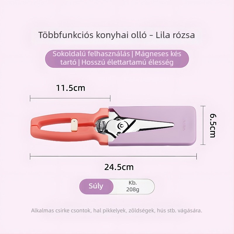 Luntayo japán konyhai olló – élelmiszer-minőségű rozsdamentes acélból, többfunkciós olló halhoz, zöldségekhez és grillhez