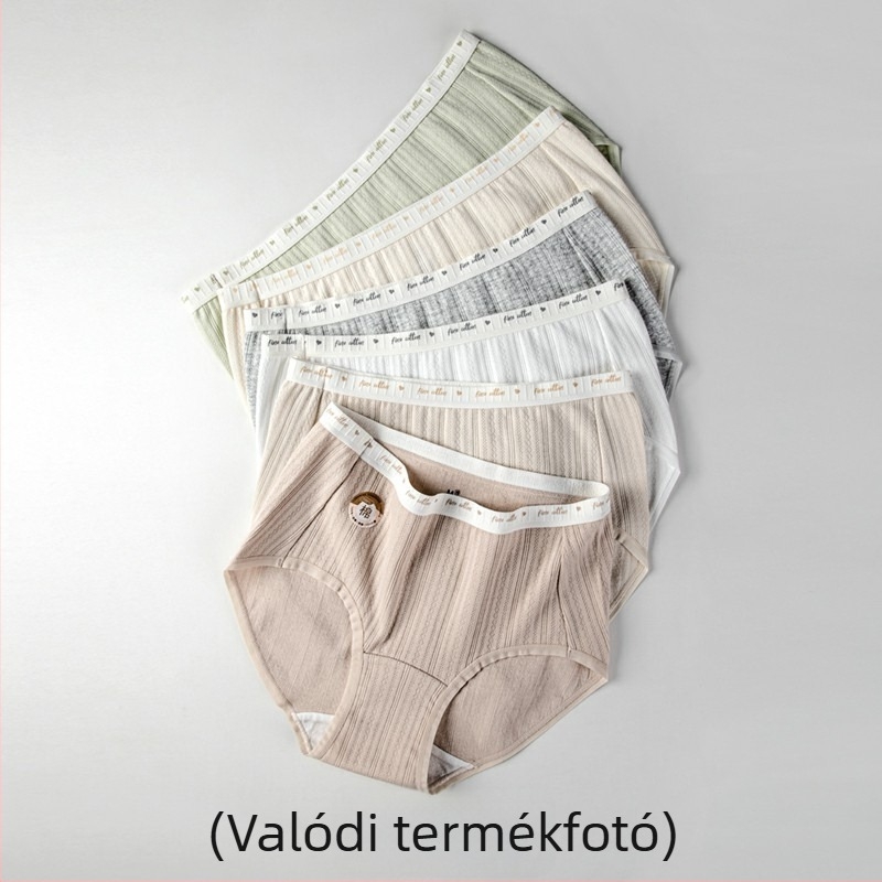 Női 100% pamut alsóneműk, antibakteriális, lélegző, középmagas derekú