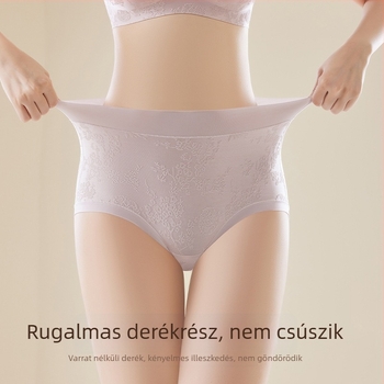 Női csipkés középmagas derekú alsónemű, nagy méret, antibakteriális selyem bélés
