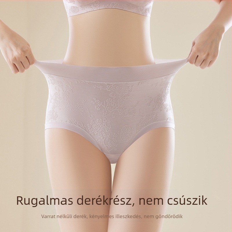 Női csipkés középmagas derekú alsónemű, nagy méret, antibakteriális selyem bélés