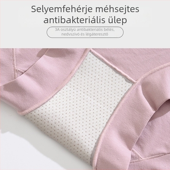 60-szálas pamut női alsónemű, magas derekú, haskontrollal, antibakteriális, csípőemelés, átláthatatlanság elleni, szeméremrész 100% pamut