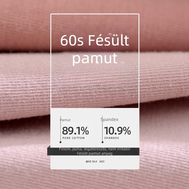 60-szálas pamut női alsónemű, magas derekú, haskontrollal, antibakteriális, csípőemelés, átláthatatlanság elleni, szeméremrész 100% pamut