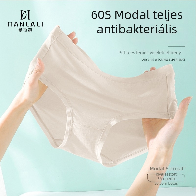 60 darab Lenzing Modal női alsóneműk Mulberry Silk, 5A antibakteriális, légáteresztő, közepes-magas derék, plusz méret