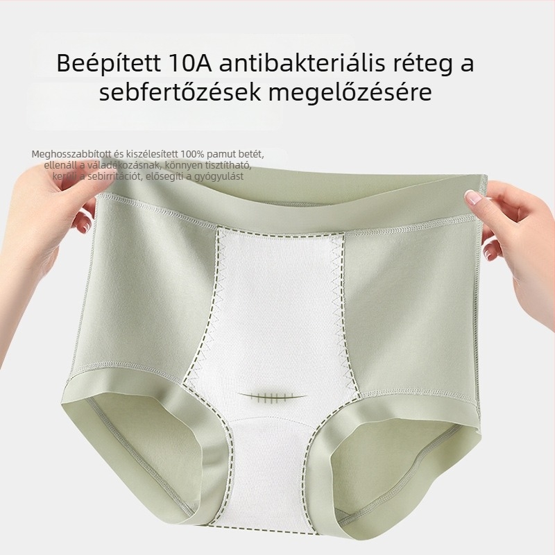Magas derekú női fehérnemű 100% pamutból, antibakteriális ágyéki rész, bőrbarát, légáteresztő, vékony, szülés utáni használatra