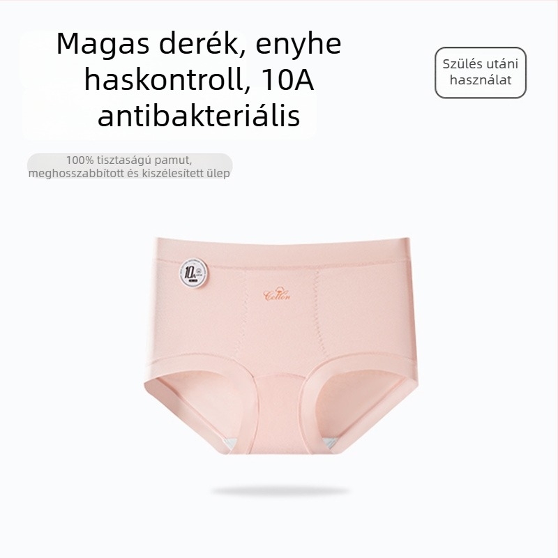 Magas derekú női fehérnemű 100% pamutból, antibakteriális ágyéki rész, bőrbarát, légáteresztő, vékony, szülés utáni használatra