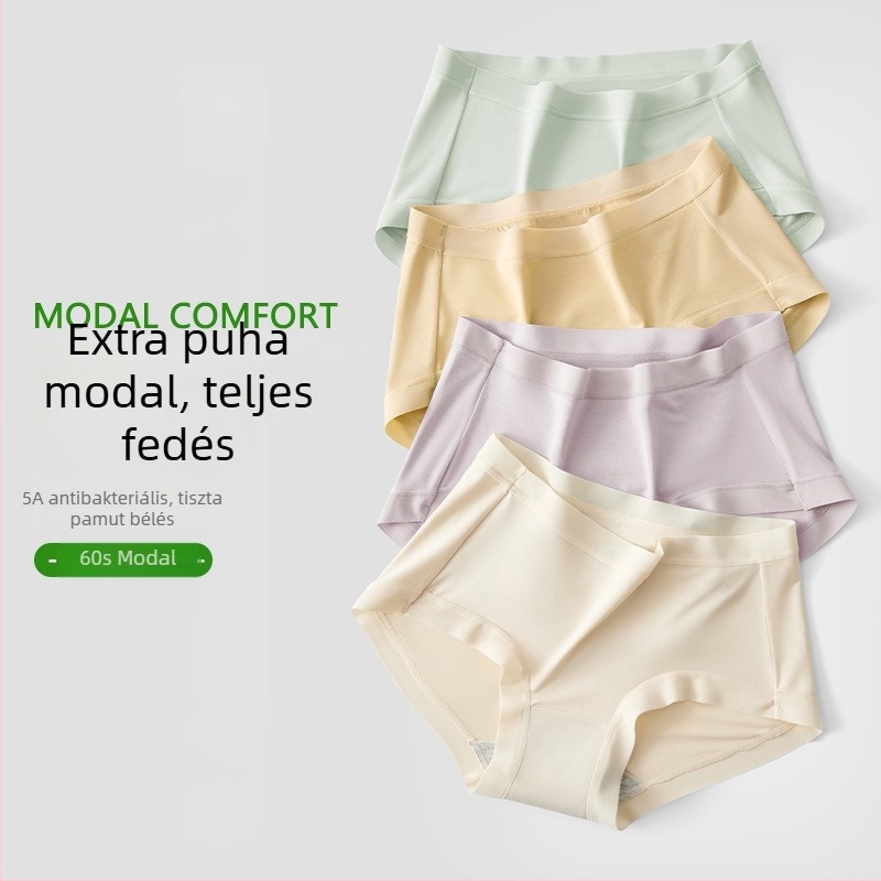 60s Lanjing modal női alsónemű középmagas derekú, lélegző, antibakteriális, pamut bélés a részen, egyszínű
