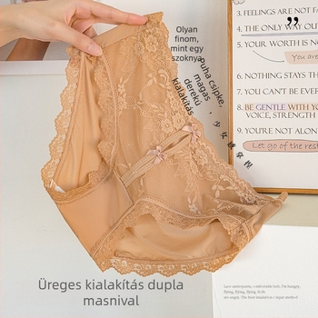 Női csipkés alsónemű satin–cotton hatású, virágos mintával és masnival