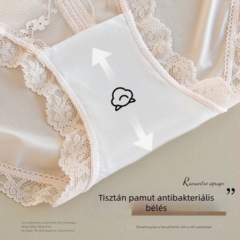 Női csipkés alsónemű satin–cotton hatású, virágos mintával és masnival