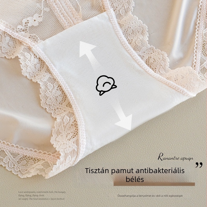 Női csipkés alsónemű satin–cotton hatású, virágos mintával és masnival