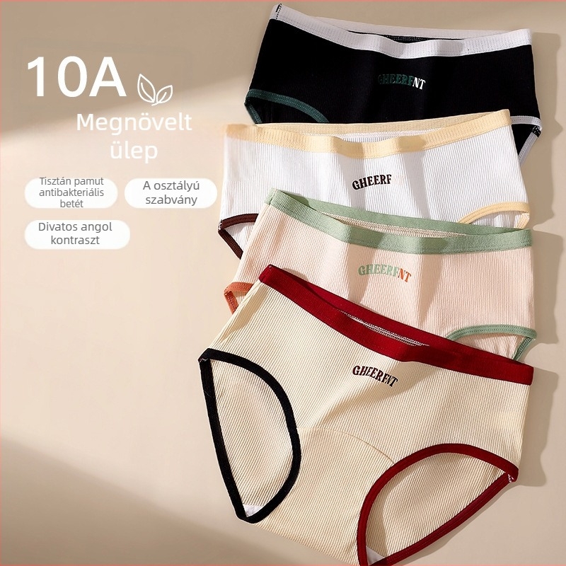 Színes blokkolt pamut női alsónemű, antibakteriális, 100% pamut intim rész, 2025 új modell, középmagas derekú bikini