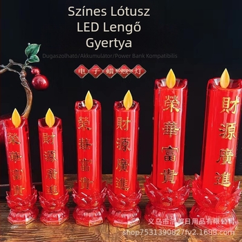Vörös LED-es elektromos gyertya élethű lánggal, modellek 8081B/8082B/8083B