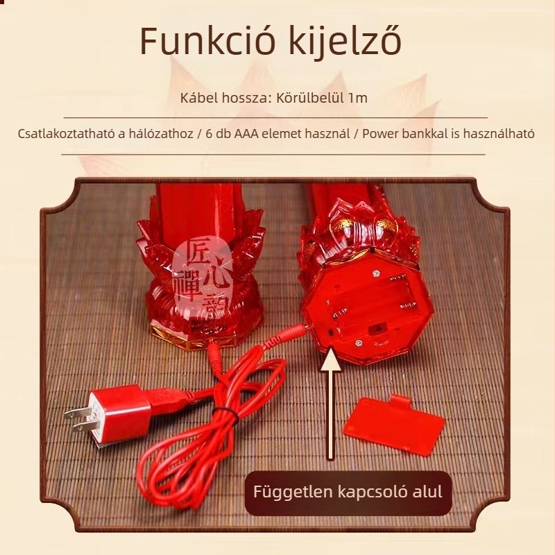 Vörös LED-es elektromos gyertya élethű lánggal, modellek 8081B/8082B/8083B