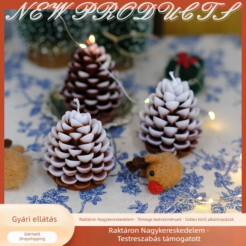 3D gyertya forma fenyőtoboz formájú DIY illatos gyertyákhoz, karácsonyi dekoráció, mini toboz forma