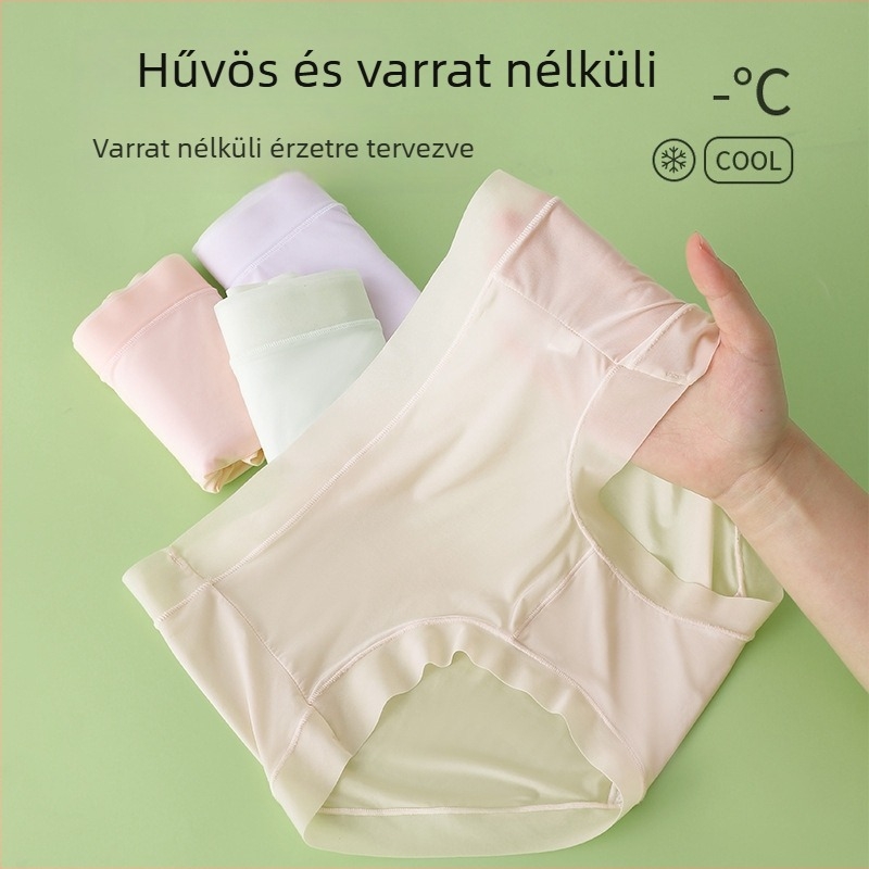Ultra vékony, lélegző jégselyem gyorsan száradó női háromszögbugyi, középmagas derekú, egyszínű, antibakteriális