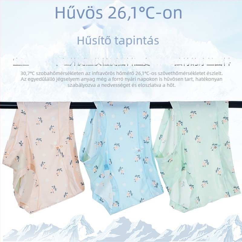 Antibakteriális női magas derekú Ice Silk alsónemű, légáteresztő, virágos masni mintával