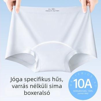 Női Ice Silk boxer brief pamut belső rész a gátnál, középmagas derék, antibakteriális, hosszított hosszúságú (10A)