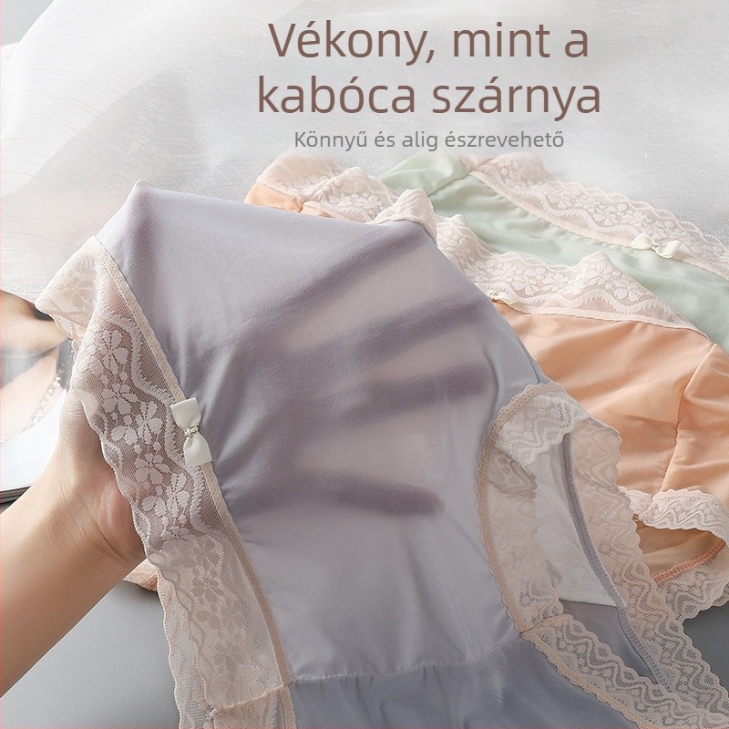 Női csipkés alsónemű japán stílusban, lélegző, vékony, középmagas derekú, antibakteriális Ice Silk anyagból