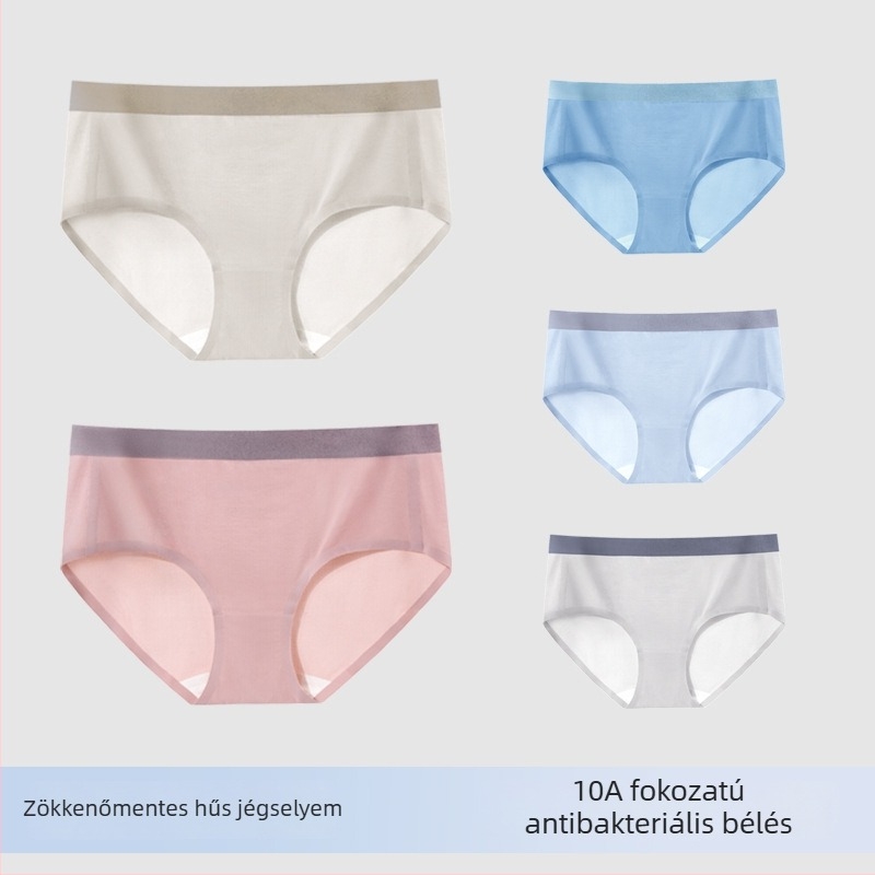 Női ice-silk alsónemű, varrás nélküli háromszög alakú fazon, vékony, lélegző anyag, középre fekvő derekú, plusz méretek