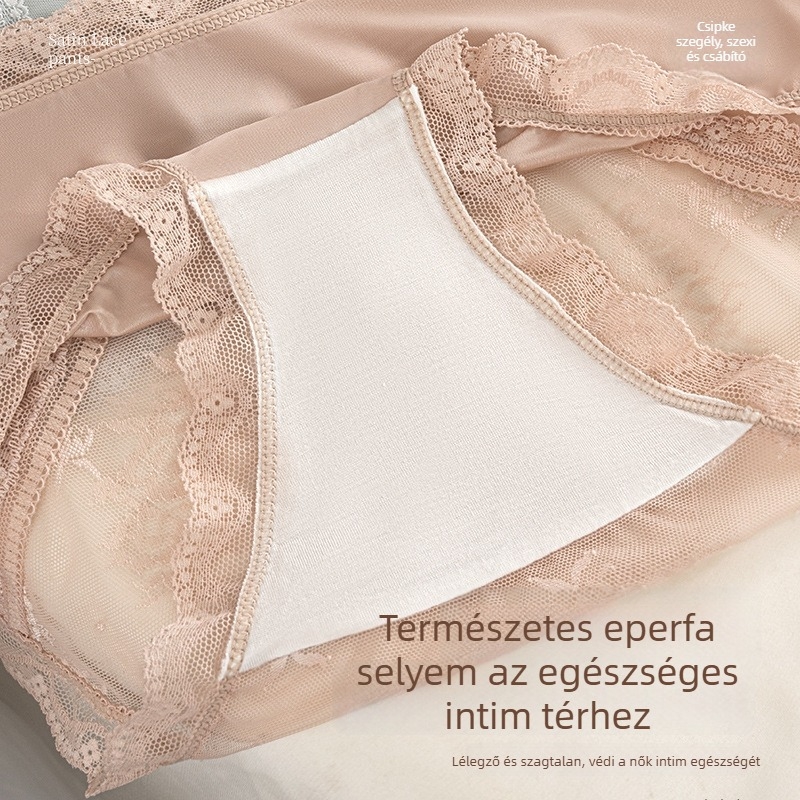 Női lélegző csipkés alsónemű, áttetsző hatású, belső mulberry selyem bélés, antibakteriális