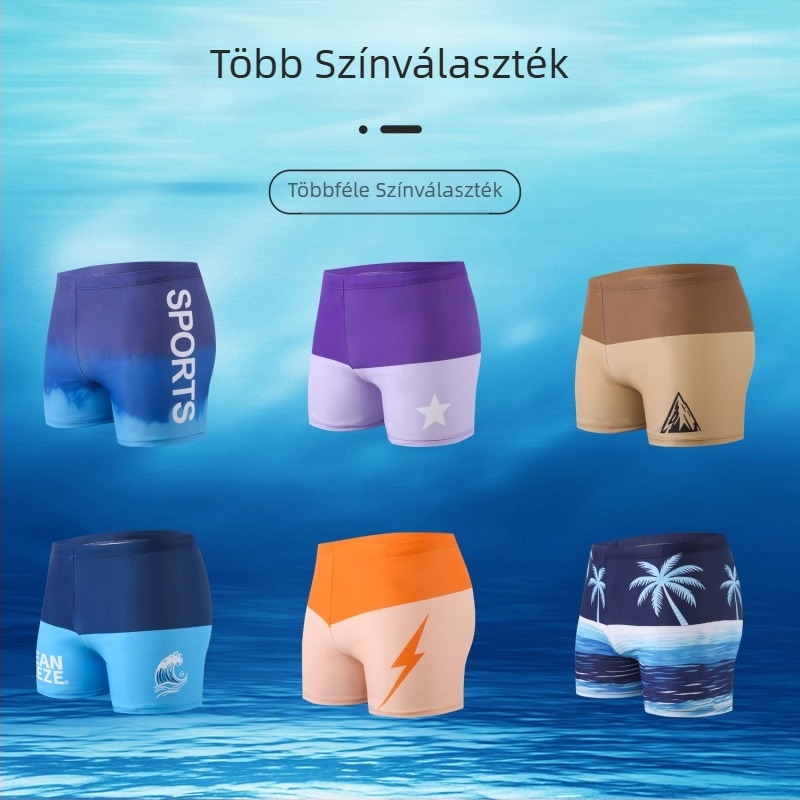 Férfi úszónadrág boxer stílusú, felnőttek, nagy méret, 2025 modell, poliészter