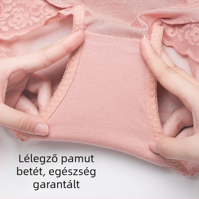 Női magas derekú alsónemű, pamut betéttel az intim részen, hasemelés és csípőformázás, csipkés szegéllyel, légáteresztő, kényelmes