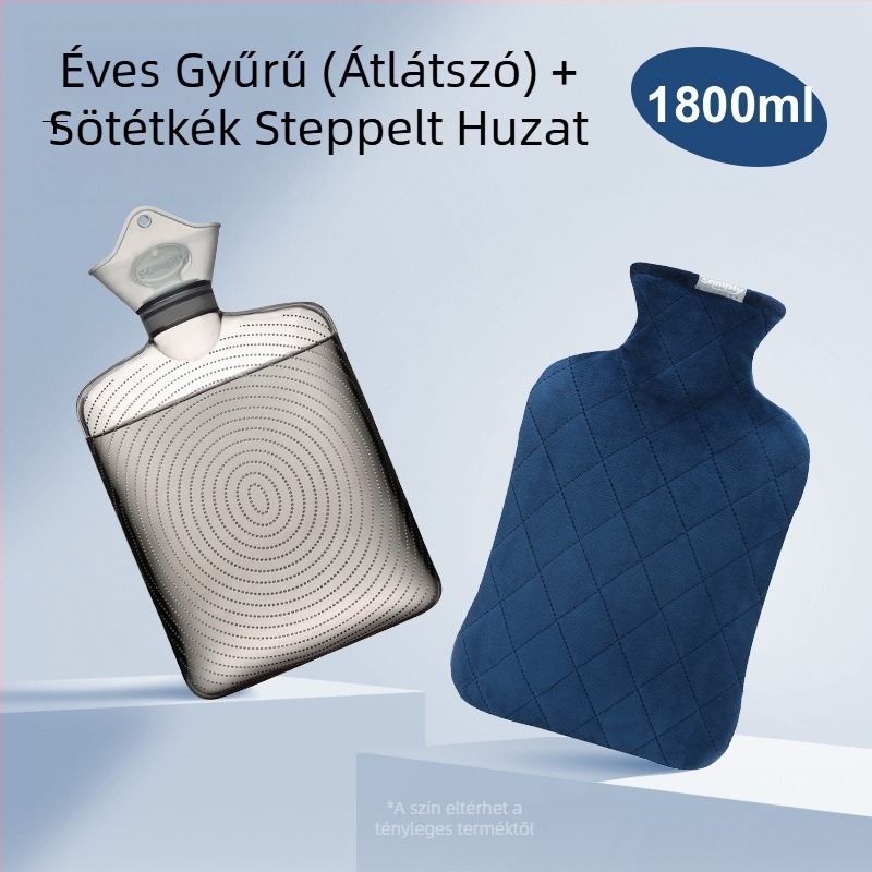 Átlátszó, nagy méretű újratölthető melegvizes palack, forró kompressziókhoz, hasmelegítéshez és kézmelegítéshez, megvastagított és robusztus kivitel
