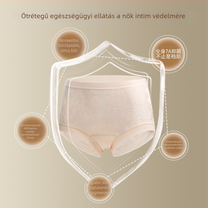 Csipkés női alsónemű, lélegző, relief mintázatú ice silk anyagból, plusz méret, vékony nyári fazon, antibakteriális, belső mulberry selyem bélés a szeméremtájékon