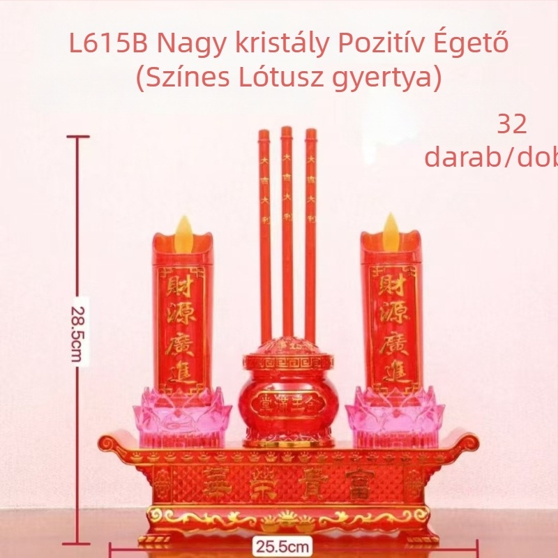 Zhenye Lighting L615 LED kristályos nagy szerencse lámpa hét színű lótusz gyertyával – elektromos gyertya, kétfunkciós használat