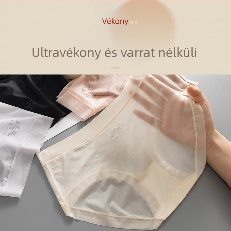 Nyári női középmagas derekú alsó, jégselyem anyagból, könnyű és lélegző, pamutbetéttel az intim területen, egyszínű