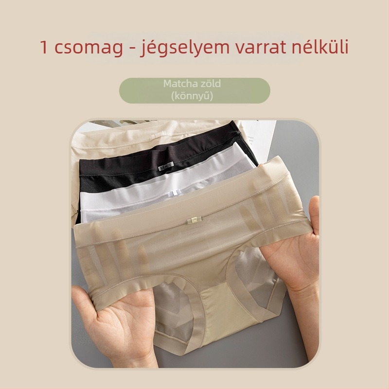 Nyári női középmagas derekú alsó, jégselyem anyagból, könnyű és lélegző, pamutbetéttel az intim területen, egyszínű