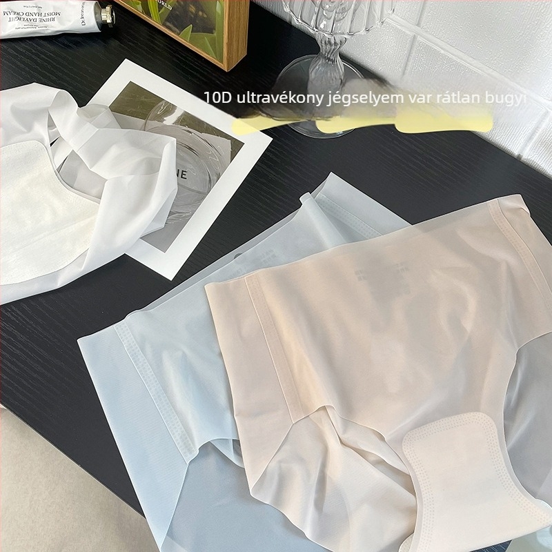 Ice Silk varrat nélküli, ultra vékony női fehérnemű, lélegző, 3D csípő-design, gyorsan száradó pamut bélés, láthatatlan