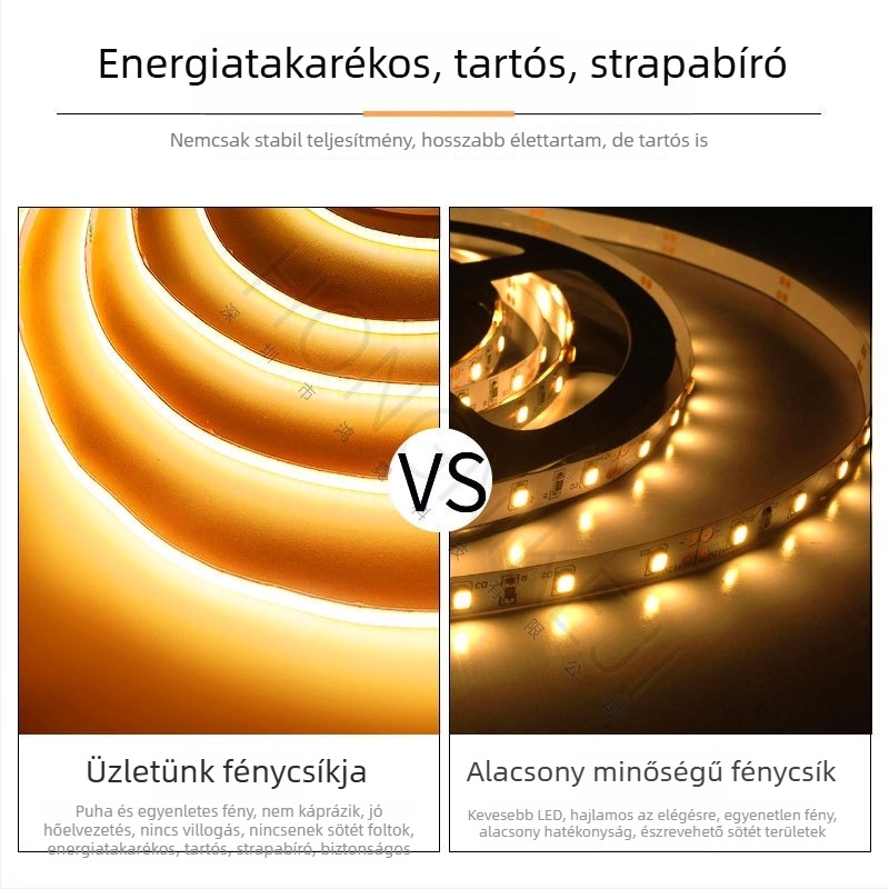 COB LED szalag fokozatmentes fényerő-szabályozással, háromszínű beállítható fény, lineáris beltéri világítás 24V-tal, intelligens dimmelés