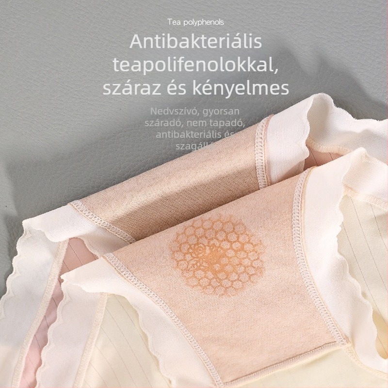 Ice silk anyagból készült női és lány fehérnemű, pamut béléssel, antibakteriális teafolyad polifenolokkal, középmagas derék, nyáron lélegző