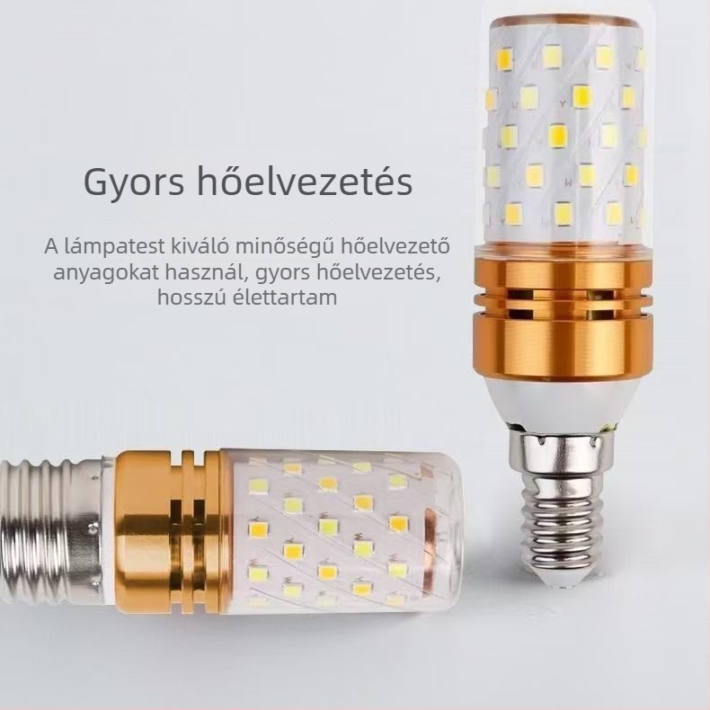 LED kukorica izzó, széles feszültségtartomány 3–24V, három szín mód, wolframszálas dizájn, alumínium ház, 90° sugárzás, IP54