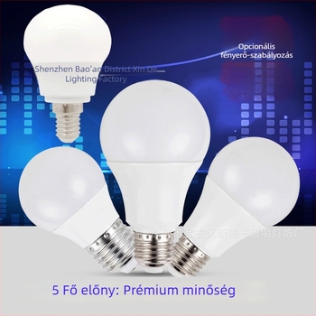 LED izzó, E27 foglalattal, háromfokozat dimerrel, 270° fényáram, 2835 LED-ek, alumínium ház, PC diffúzor, háromfokozatú fényerő-szabályozás, flicker-mentes