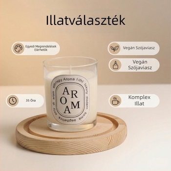 Szójaviasz illatos gyertya pohárban, kézzel készített aromaterápiás gyertya