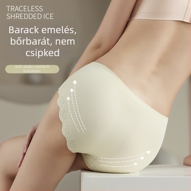 Női Ice Silk középmagas derekú Bugyi, lélegző, pamutbetéttel