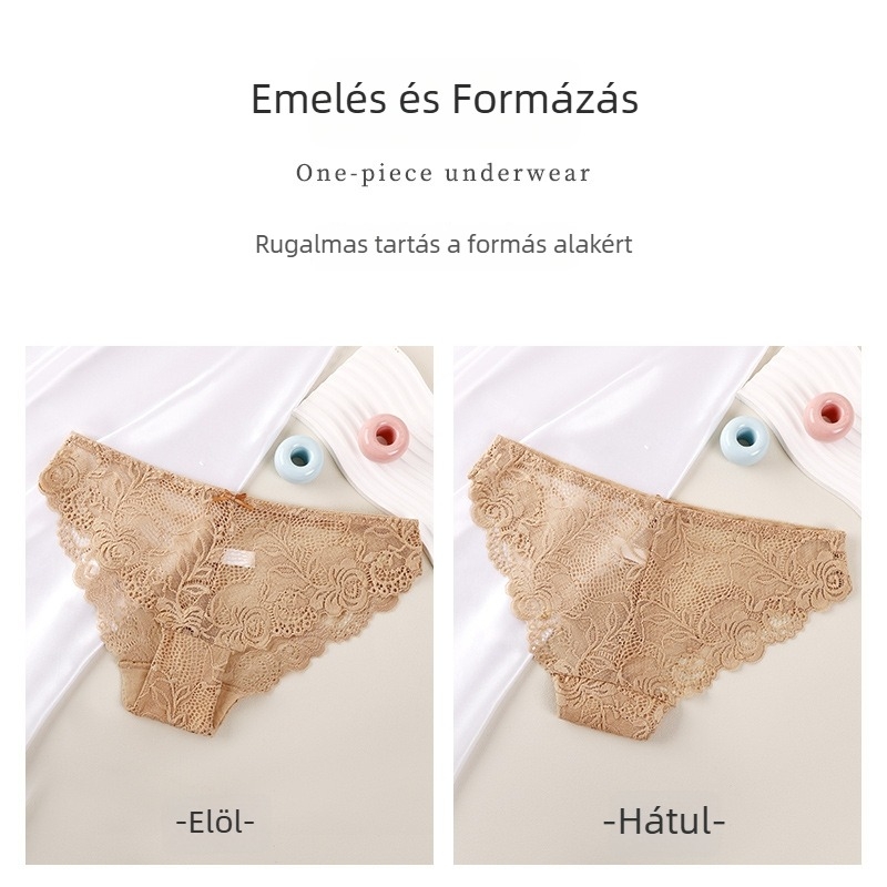 Női csipkés, varrás nélküli alsónemű – ice silk, légáteresztő, alacsony derekú