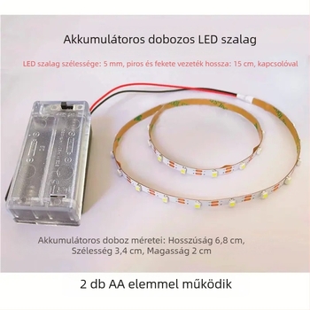 3V-os akkumulátorral működő rugalmas LED-sáv, 5 mm széles, ultra-szűk, öntapadó, modell 004 kültéri reklámokhoz
