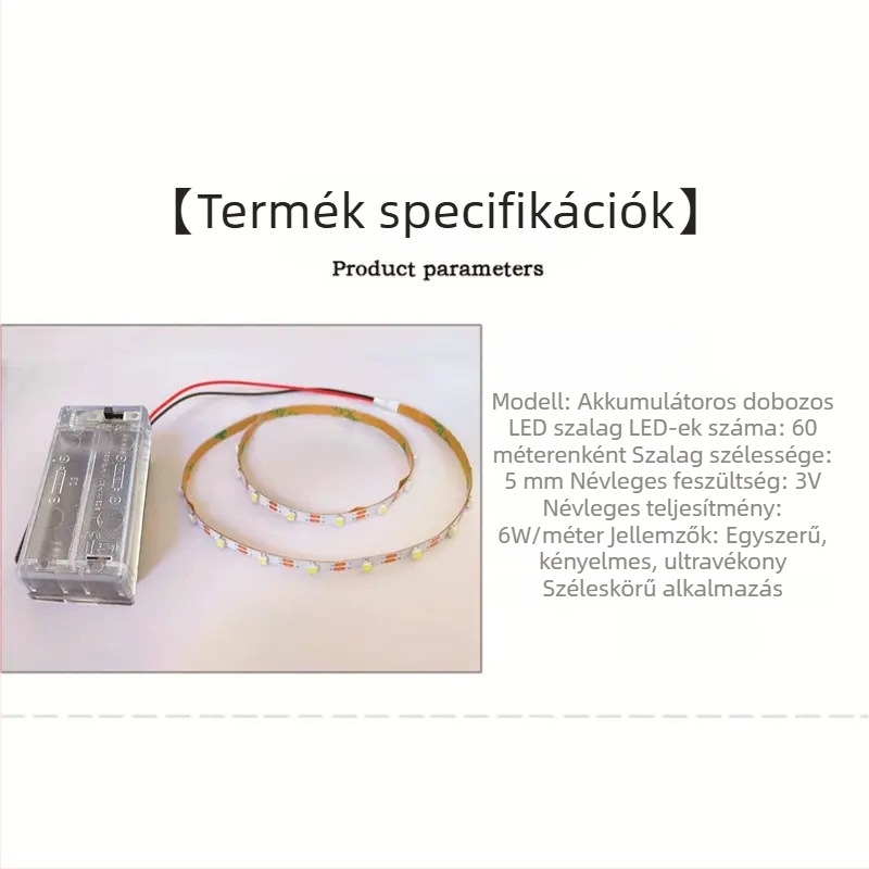 3V-os akkumulátorral működő rugalmas LED-sáv, 5 mm széles, ultra-szűk, öntapadó, modell 004 kültéri reklámokhoz