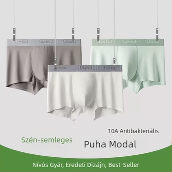 Férfi modal–pamuts boxer brief, lélegző, antibakteriális, 100% pamut alsó rész, középmagas