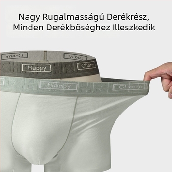 Férfi modal–pamuts boxer brief, lélegző, antibakteriális, 100% pamut alsó rész, középmagas
