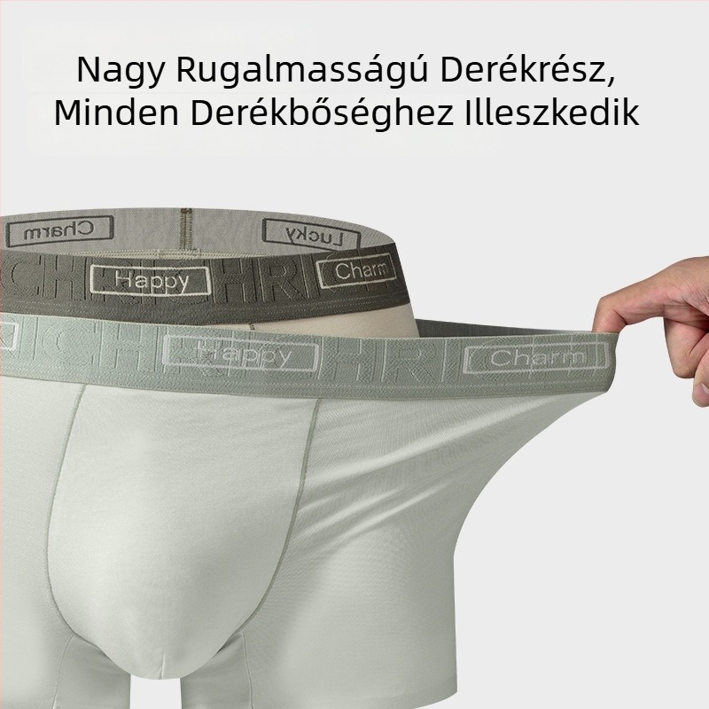 Férfi modal–pamuts boxer brief, lélegző, antibakteriális, 100% pamut alsó rész, középmagas